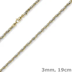 3mm Armband Armkette runde Königskette 585 Gold gelb/weiß bicolor 19cm Unisex