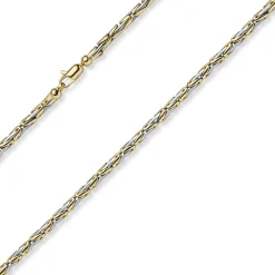3mm Armband Armkette runde Königskette 585 Gold gelb/weiß bicolor 19cm Unisex