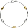 1,5mm Armband Armkette, 925 Silber, rhodiniert teilvergoldet mit Gelbgold, 19cm