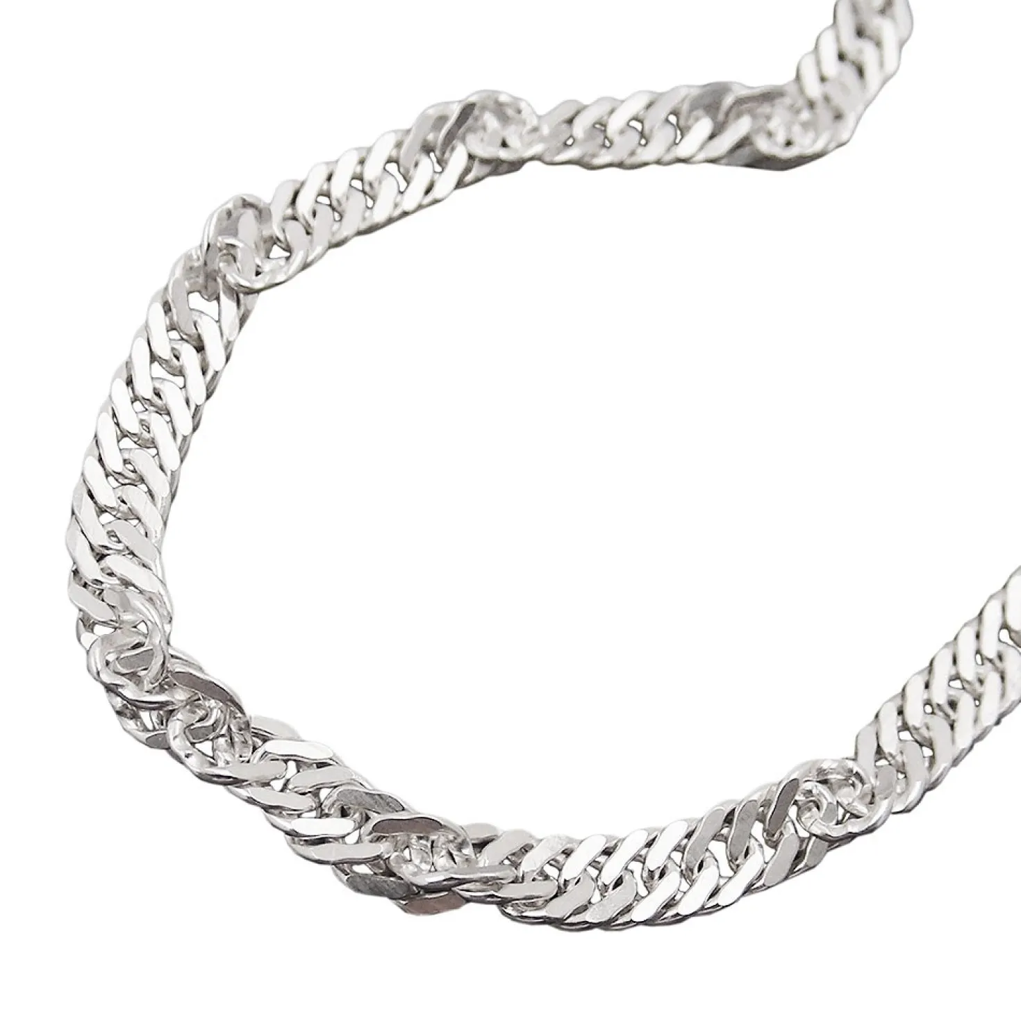 3mm Armband Armkette, Singapur diamantiert, 925 Silber, Damen, 19cm