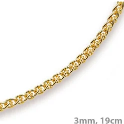 3mm Armband Armkette Zopfkette aus 585 Gold Gelbgold, 19cm, Unisex