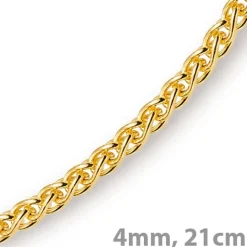 4mm Armband Armkette Zopfkette aus 750 Gold Gelbgold 21cm Unisex Goldarmband