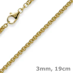 3mm Armband Armkette Zopfkette aus 750 Gold Gelbgold 19cm Unisex Goldarmband