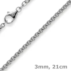 3mm Armband Armkette Zopf-Kette aus 750 Gold Weißgold 21cm Unisex Goldarmband