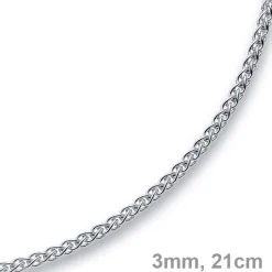 3mm Armband Armkette Zopf-Kette aus 750 Gold Weißgold 21cm Unisex Goldarmband