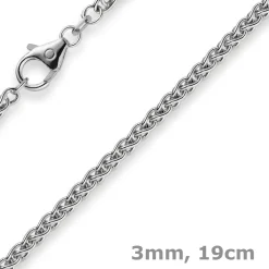 3mm Armband Armkette Zopf-Kette aus 750 Gold Weißgold 19cm Unisex Goldarmband
