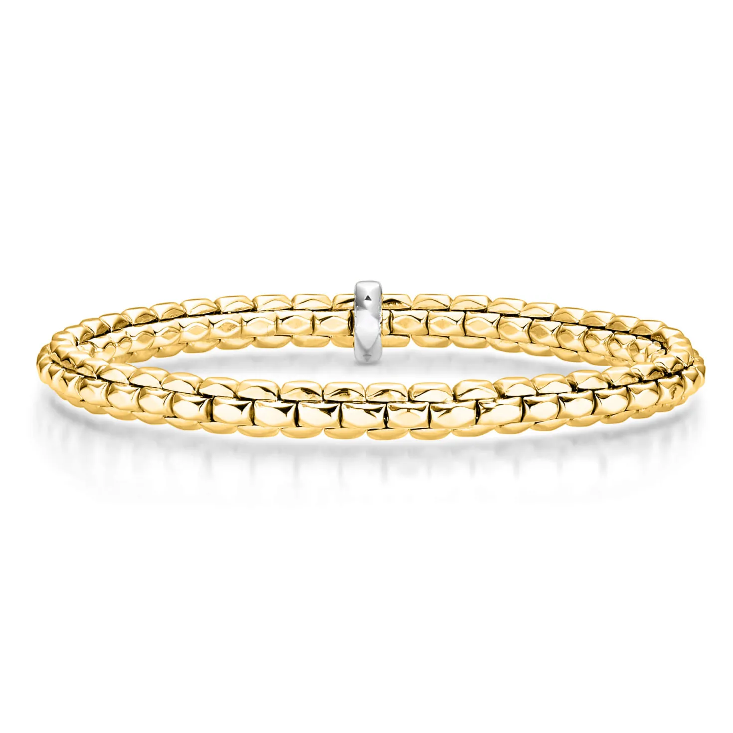 5,5mm Armband Armreif Armschmuck elastisch aus 585 Gold Gelbgold & Weißgold