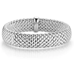 14mm Armband Armreif Armschmuck elastisch aus 585 Gold Weißgold strukturiert
