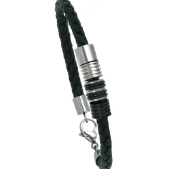 9,3mm Armband Armschmuck Leder und Kautschuk Edelstahl 21cm Herren
