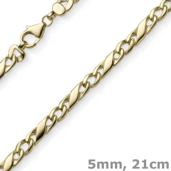 5mm Armband Armschmuck Rockwellkette 585 Gold Gelbgold glänzend 21cm