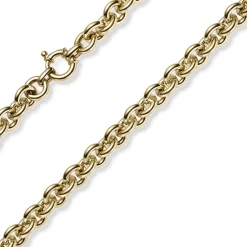 10mm Armband Armschmuck Rund-Ankerkette Ringelkette aus 585 Gold Gelbgold 19cm