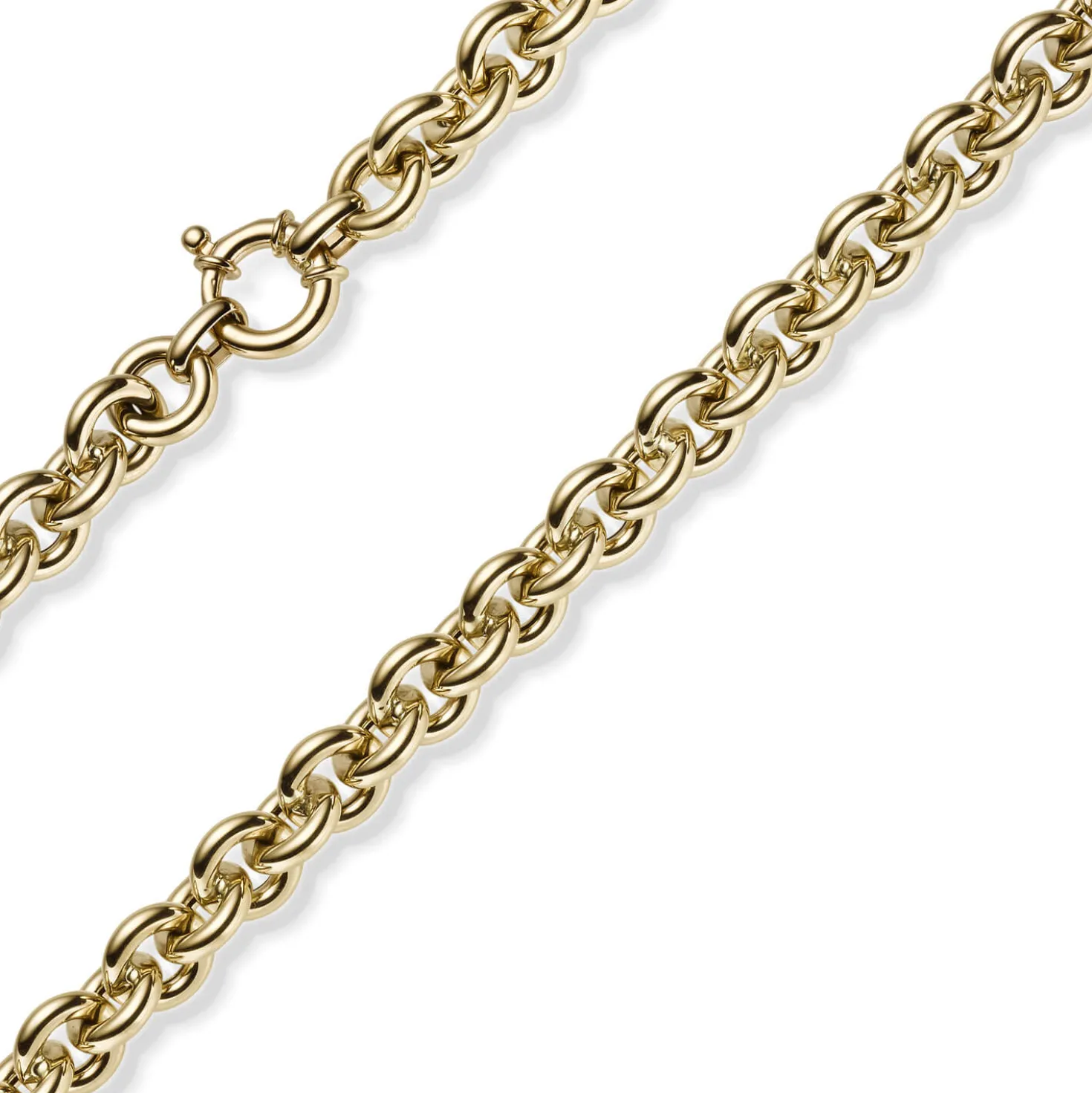10mm Armband Armschmuck Rund-Ankerkette Ringelkette aus 585 Gold Gelbgold 19cm