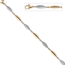 5,5mm Armband Armschmuck spitzoval 585 Gold Gelbgold Weißgold teilmatt 19,5cm