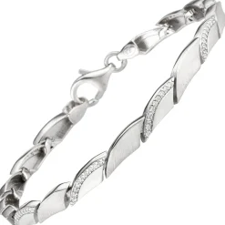 4,6mm Armband aus 925 Silber mit 80 Zirkonia 19cm Armschmuck Armkette rhodiniert