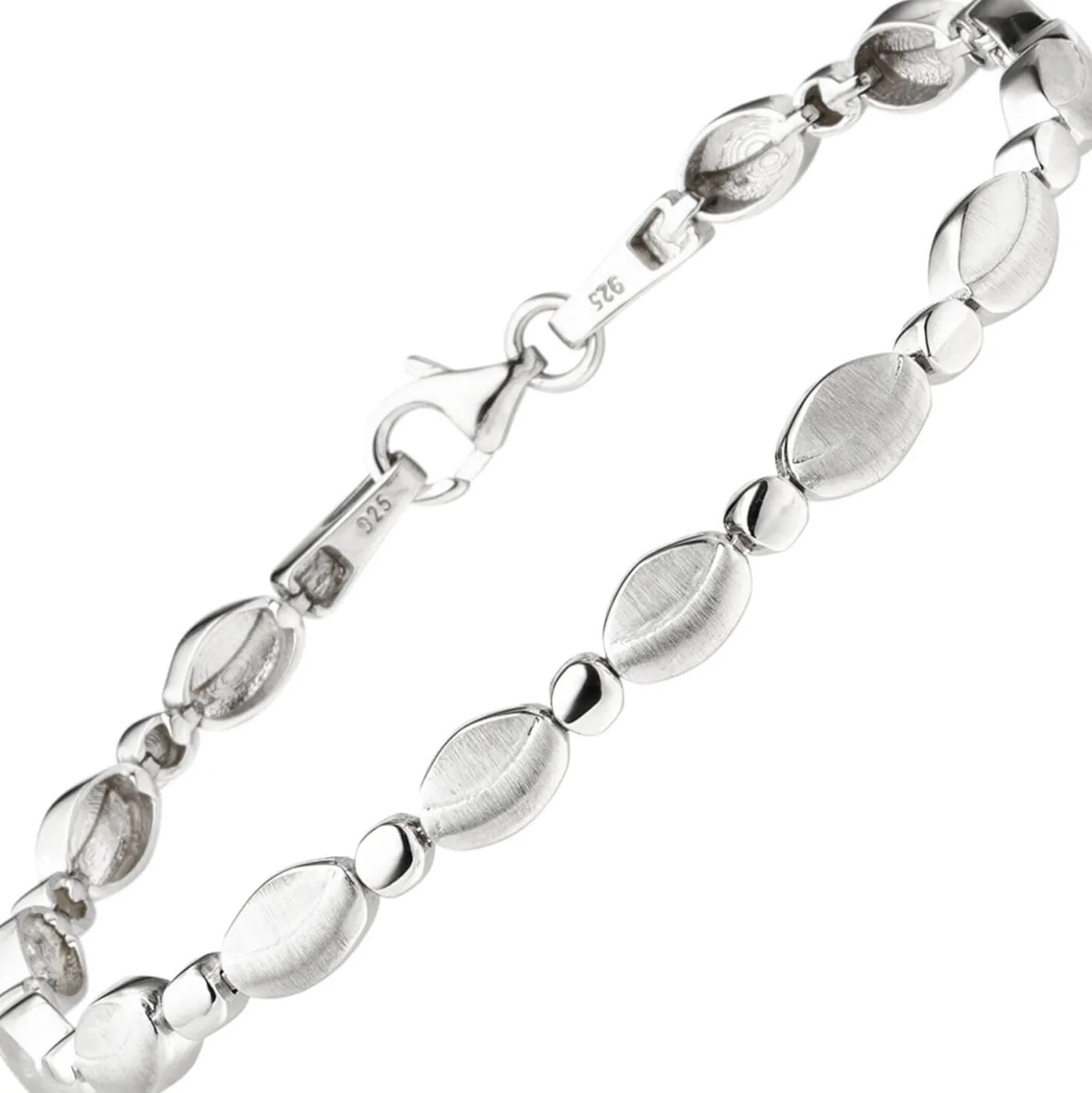 5,4mm Armband aus 925 Silber teilmattiert & rhodiniert 19cm Armschmuck Damen