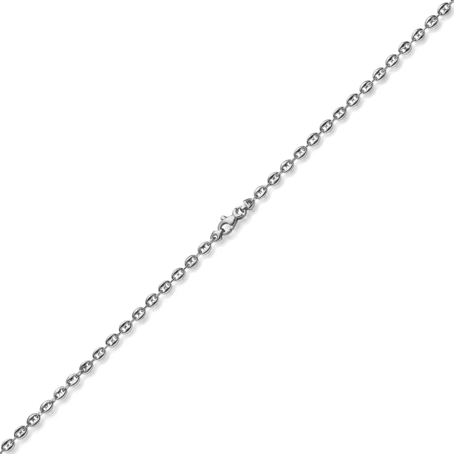 3,5mm Armband Bohnenkette Schiffsankerkette aus 585 Gold Weißgold 19cm