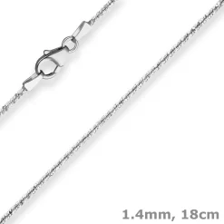 1,4mm Armband Criss-cross-Kette Armschmuck aus 585 Gold Weißgold 18cm