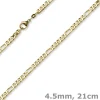 4,5mm Armband diamantierte Figaro-Kette aus 585 Gold Gelbgold Armschmuck, 21cm