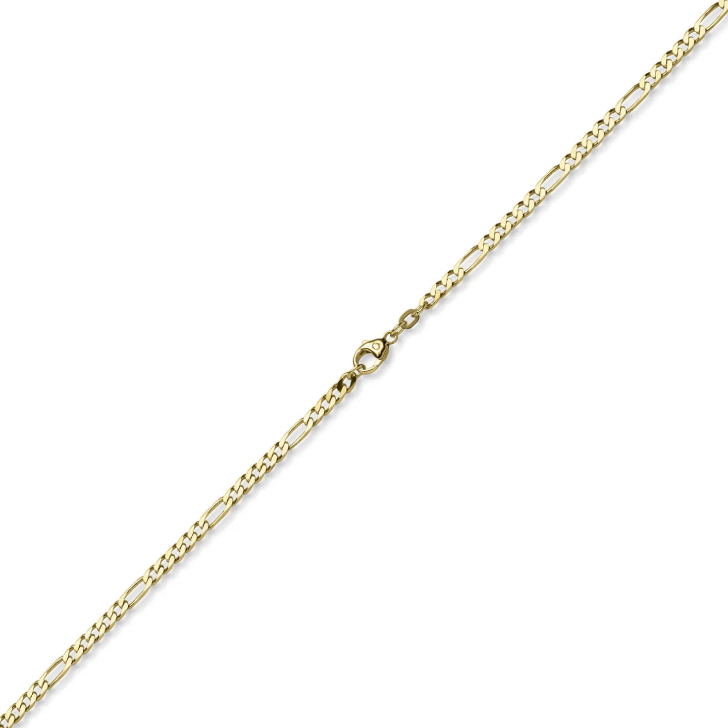 3,5mm Armband diamantierte Figaro-Kette aus 585 Gold Gelbgold Armschmuck, 19cm