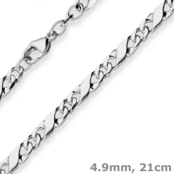 4,9mm Armband Dollarkette Armschmuck aus 925 Silber rhodiniert 21cm