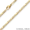 3,4mm Armband Dollarkette Goldarmband Armschmuck aus 585 Gold Gelbgold 19cm