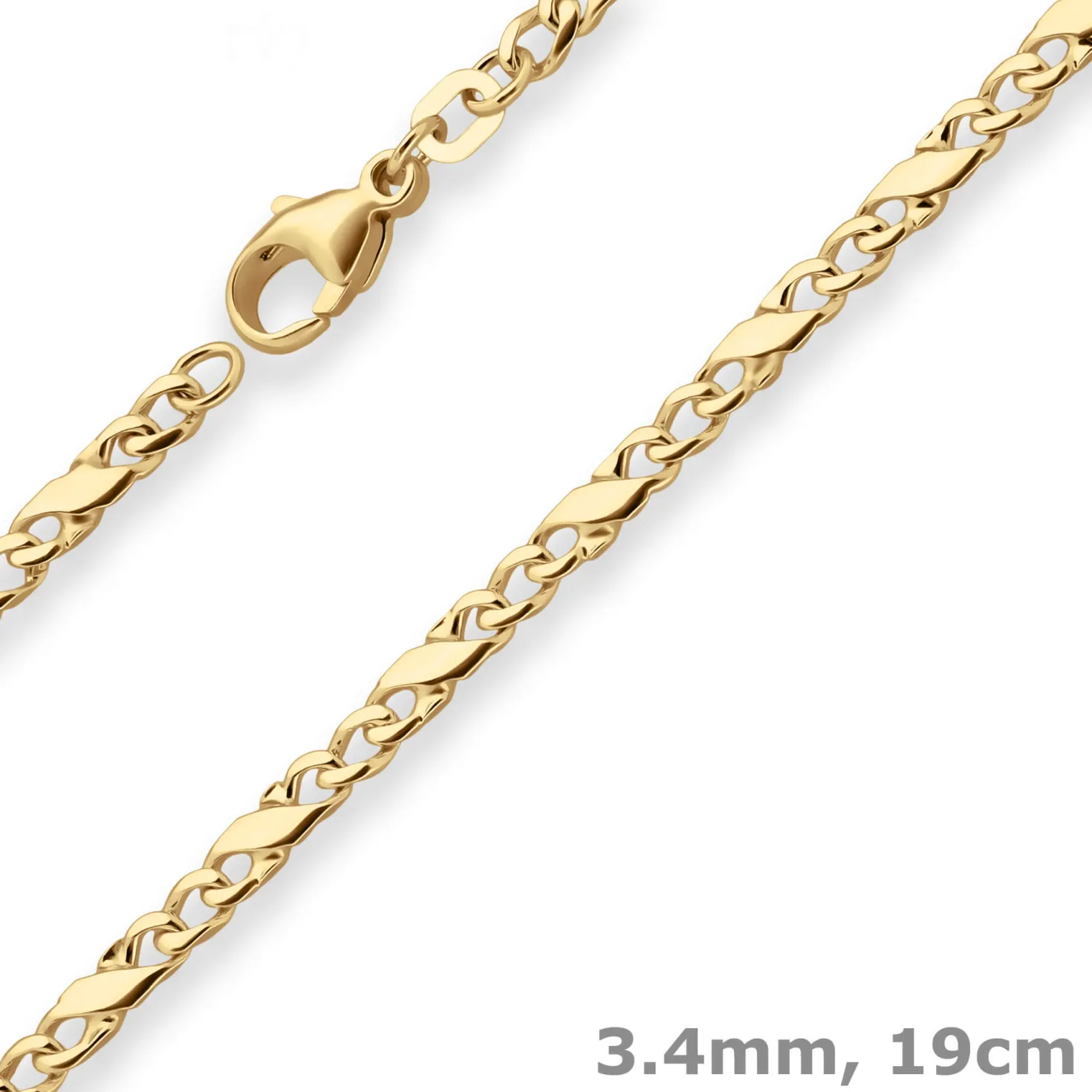 3,4mm Armband Dollarkette Goldarmband Armschmuck aus 585 Gold Gelbgold 19cm