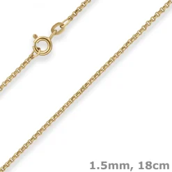 1,5mm Armband Erbskette Goldarmband Armschmuck aus 585 Gold Gelbgold 18cm