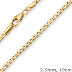 2,5mm Armband Fantasiekette Goldarmband Armschmuck aus 375 Gold gelb/weiß 19cm