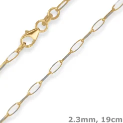 2,3mm Armband Fantasiekette Goldarmband Armschmuck aus 375 Gold gelb/weiß 19cm