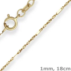 1mm Armband Fantasiekette Goldarmband Armschmuck aus 585 Gold Gelbgold 18cm