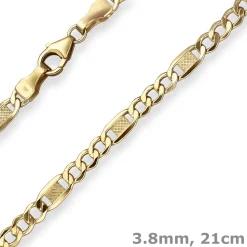 3,8mm Armband Fantasiekette Goldarmband Armschmuck aus 375 Gold Gelbgold 21cm