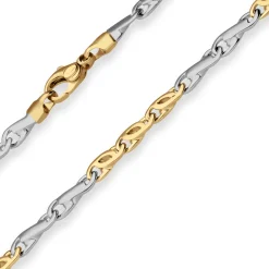 3,7mm Armband Fantasiekette Goldarmband Armschmuck aus 585 Gold gelb/weiß 19cm