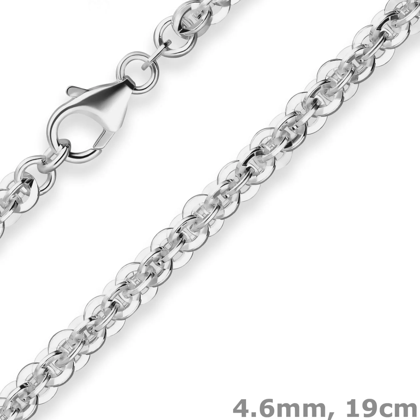 4,6mm Armband Fantasiekette Silberarmband Armschmuck aus 925 Silber 19cm