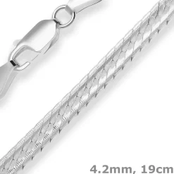 4,2mm Armband Fantasiekette Silberarmband Armschmuck aus 925 Silber 19cm