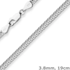 3,8mm Armband Fantasiekette Silberarmband Armschmuck aus 925 Silber 19cm