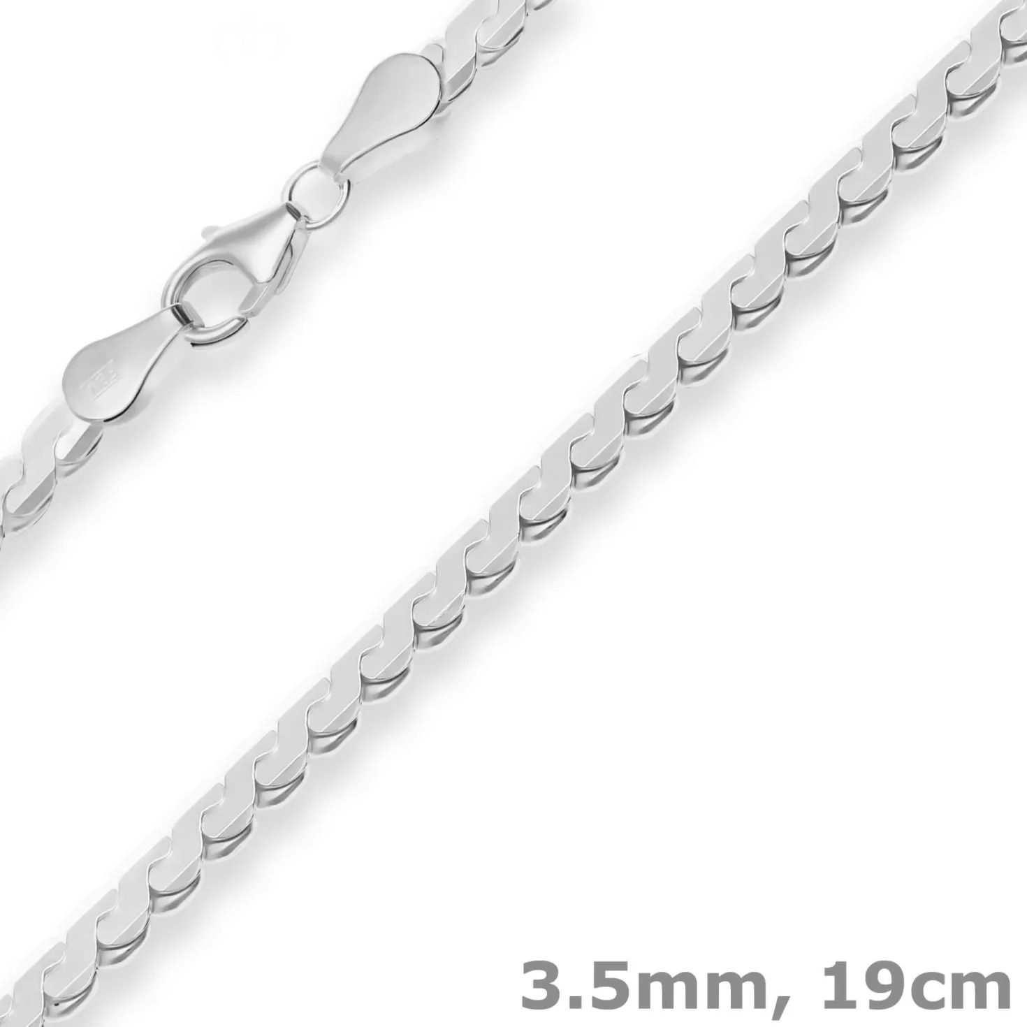 3,5mm Armband Fantasiekette Silberarmband Armschmuck aus 925 Silber 19cm
