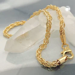 3mm Armband Fantasie-Zopfkette aus 9Kt 375 Gold Gelbgold 19cm