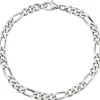5,3mm Armband Figarokette aus 925 Silber rhodiniert diamantiert Armschmuck, 21cm
