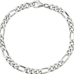5,3mm Armband Figarokette aus 925 Silber rhodiniert diamantiert Armschmuck, 21cm