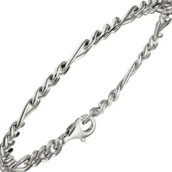 5,3mm Armband Figarokette aus 925 Silber rhodiniert diamantiert Armschmuck, 21cm