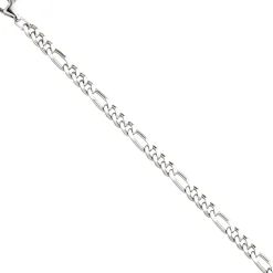 5,3mm Armband Figarokette aus 925 Silber rhodiniert diamantiert Armschmuck, 21cm