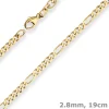 2,8mm Armband Figarokette diamantiert Armschmuck aus 585 Gold Gelbgold 19cm