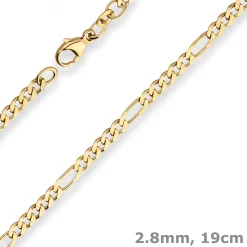2,8mm Armband Figarokette diamantiert Armschmuck aus 585 Gold Gelbgold 19cm