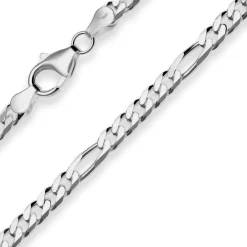 4,3mm Armband Figarokette diamantiert Armschmuck aus 925 Silber rhodiniert 19cm