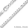 4,3mm Armband Figarokette diamantiert Armschmuck aus 925 Silber 21cm