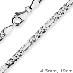 4,5mm Armband Figarokette diamantiert Armschmuck aus 925 Silber rhodiniert 19cm