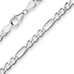 4,9mm Armband Figarokette diamantiert Armschmuck aus 925 Silber rhodiniert 21cm