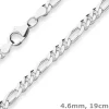 4,6mm Armband Figarokette diamantiert Armschmuck aus 925 Silber 19cm