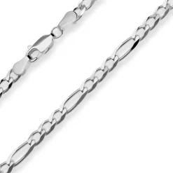 3,9mm Armband Figarokette diamantiert Armschmuck aus 925 Silber rhodiniert 19cm