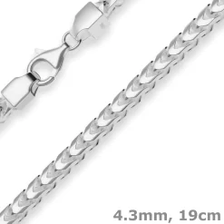 4,3mm Armband Fuchsschwanzkette Silberarmband Armschmuck aus 925 Silber 19cm